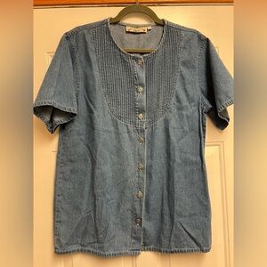 VTG Orvis Denim Short Sleeve Button-Up Top size small
